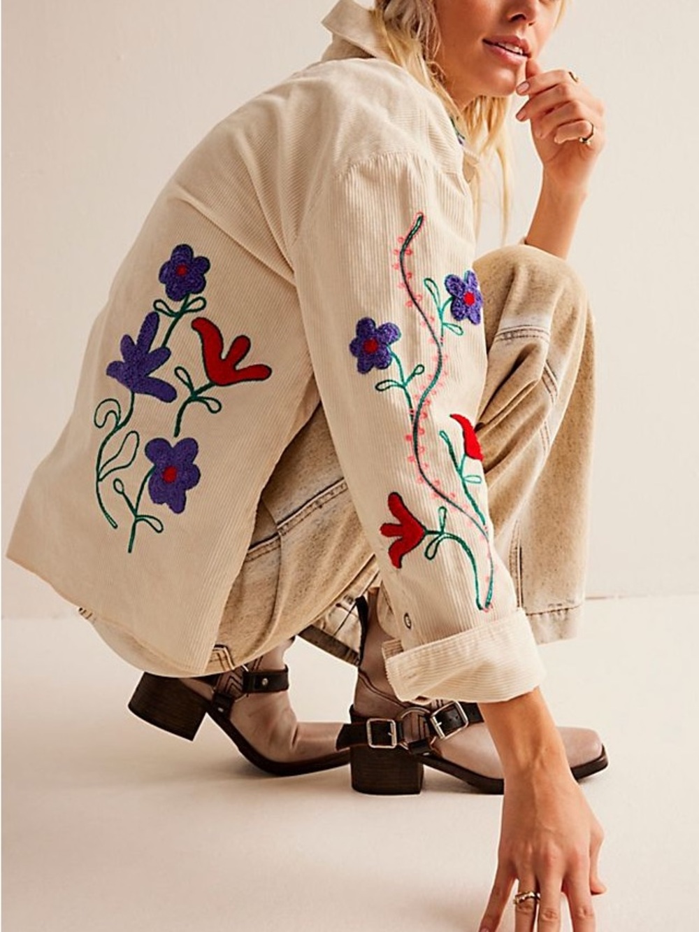 Free People We The Free Winter Bloom Floral Embroidered Pullover XS $248